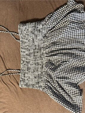 American eagle Gingham Smocked Top in Black & White